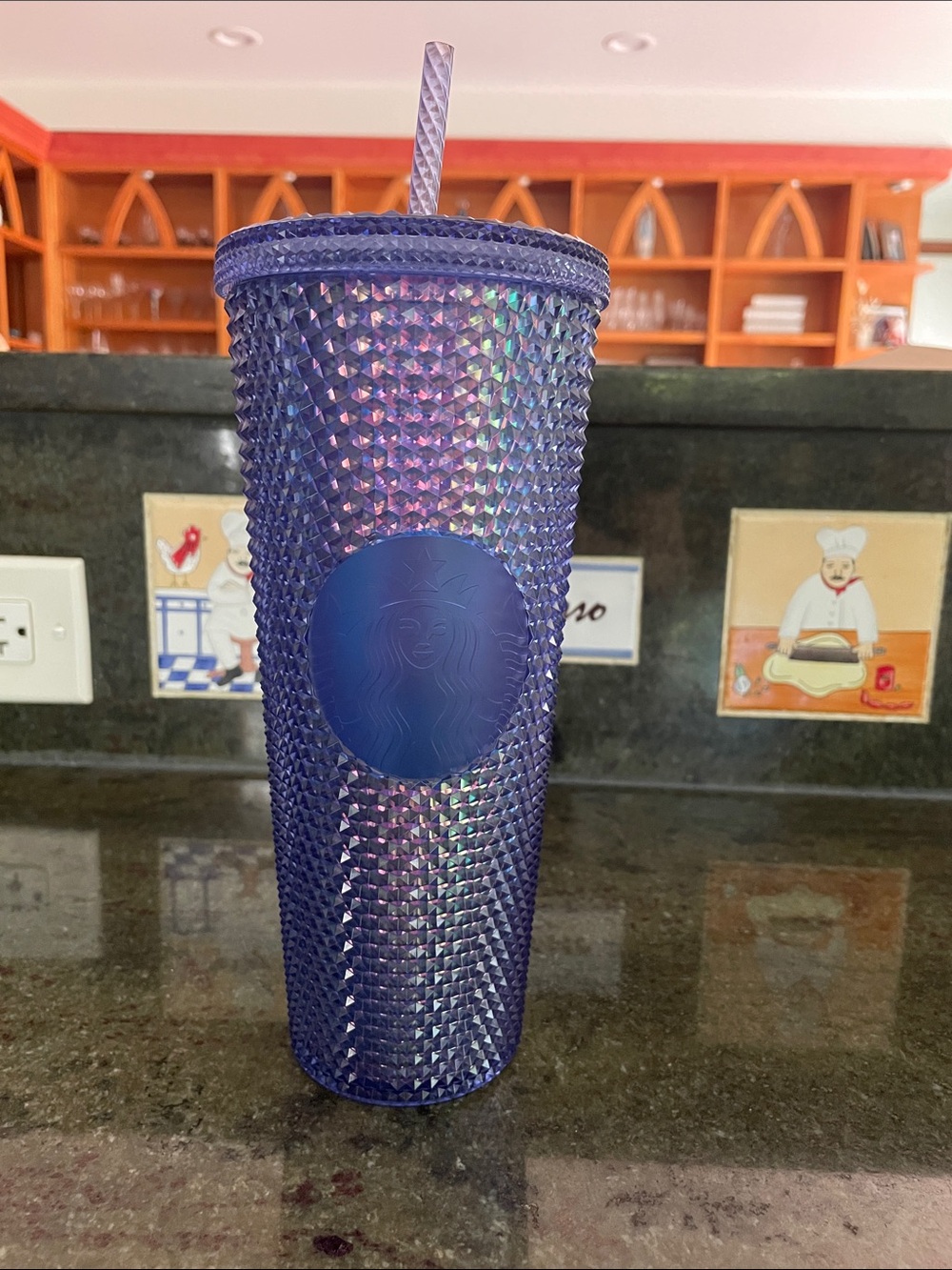 Starbucks Iridescent Purple Blue Studded Tumbler Straw Disney 50th Celebration